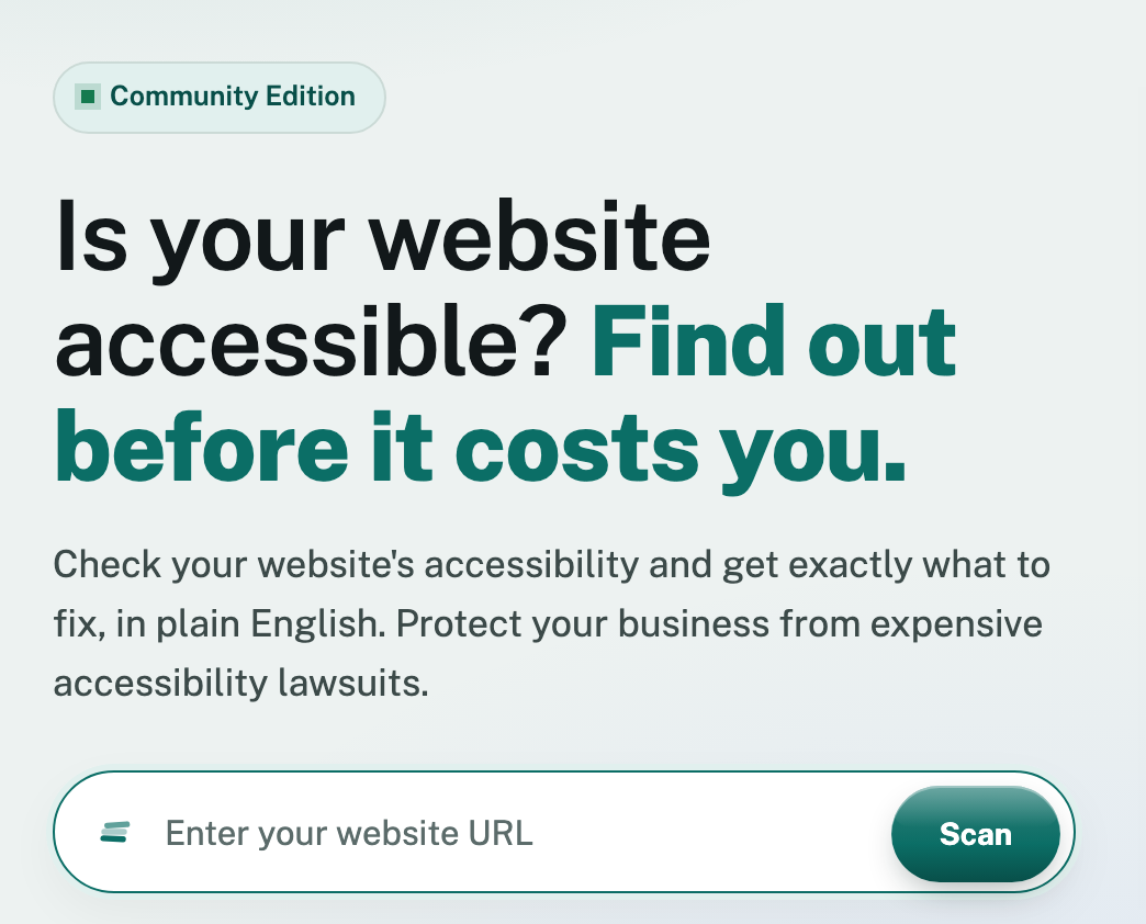 The scan form: enter your website URL